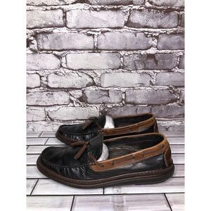 BRAGANO Cole Haan Black Leather Brown Tassel Driving Loafers Men Sz 8.5M US/42EU